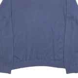 TOMMY HILFIGER Mens Blue Plain V-Neck Basic Knit Jumper L Cotton Classic Style