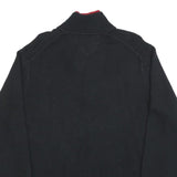 TOMMY HILFIGER Mens Black & Red Patterned Jumper V-Neck L Cotton Blend Knit