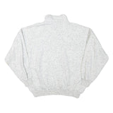Mens White 1/4 Zip Sweatshirt M Cotton Blend Casual Pullover Comfort