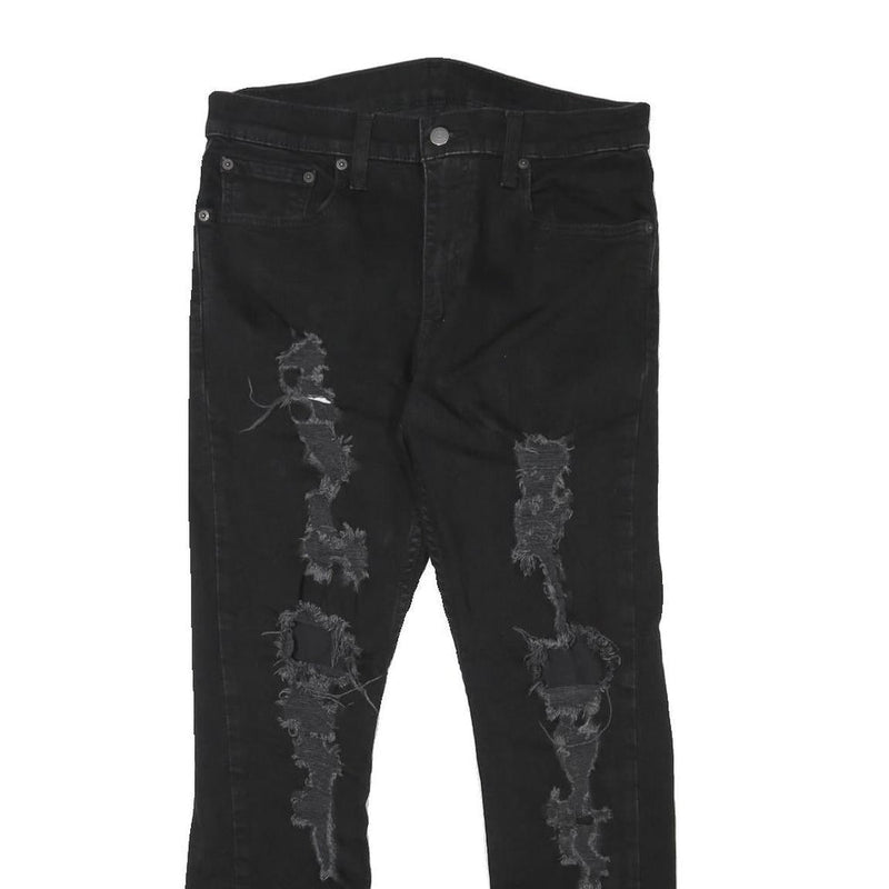 LEVI'S 512 Mens Slim Black Denim Raw W31 L27 Distressed Detail Jeans