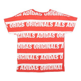 ADIDAS Womens Red Crew Neck Graphic T-Shirt UK 14 Short Sleeve Originals Logo