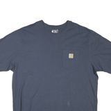 CARHARTT Mens Blue Pocket T-Shirt XL Short Sleeve Crew Neck Cotton Workwear
