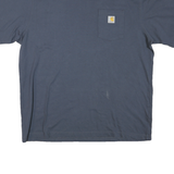 CARHARTT Mens Blue Pocket T-Shirt XL Short Sleeve Crew Neck Cotton Workwear