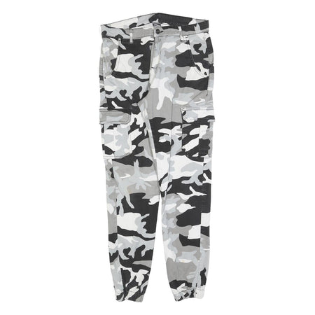 URBAN CLASSICS Mens Slim Cargo Camouflage Cotton Blend Trousers W30 L30 Pockets