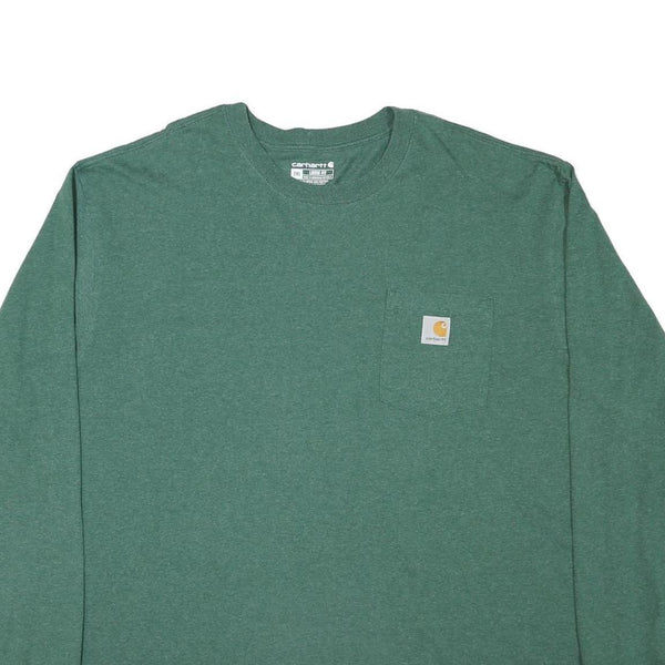 CARHARTT Mens Green Long Sleeve Crew Neck T-Shirt 2XL Cotton Blend Workwear