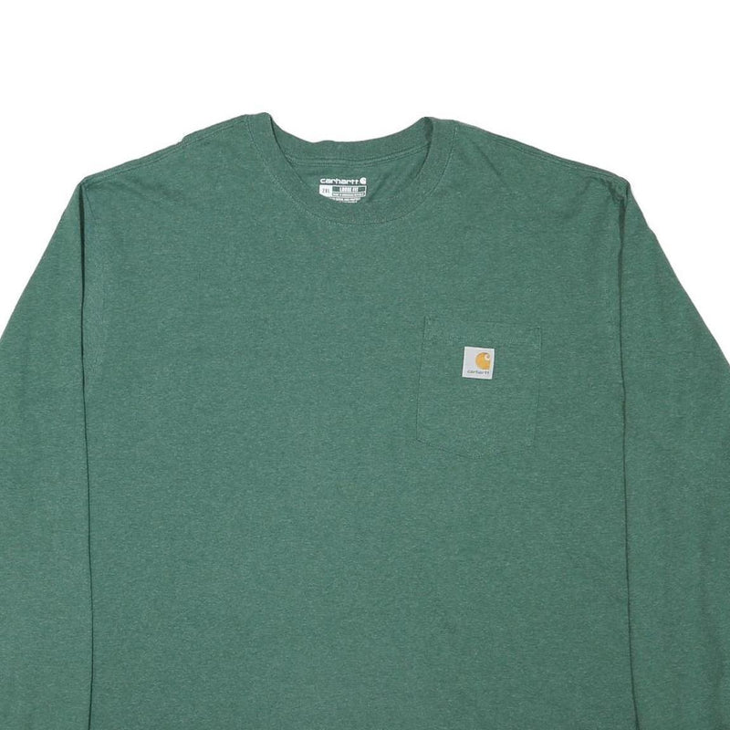 CARHARTT Mens Green Long Sleeve Crew Neck T-Shirt 2XL Cotton Blend Workwear