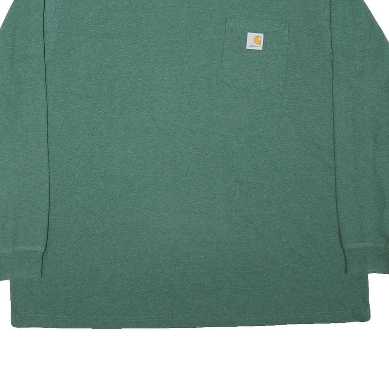 CARHARTT Mens Green Long Sleeve Crew Neck T-Shirt 2XL Cotton Blend Workwear