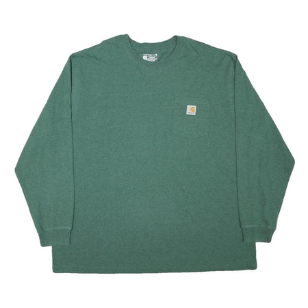 CARHARTT Mens Green Long Sleeve Crew Neck T-Shirt 2XL Cotton Blend Workwear