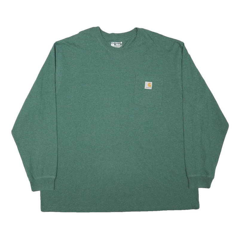 CARHARTT Mens Green Long Sleeve Crew Neck T-Shirt 2XL Cotton Blend Workwear