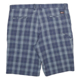 DICKIES Mens Blue Check Casual Shorts 2XL W42 Cotton Blend Comfortable Fit