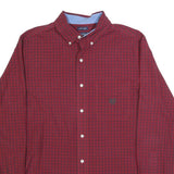 CHAPS Mens Red & Black Check Shirt M Button-Down Collar Long Sleeve Cotton Blend