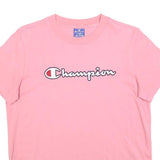 CHAMPION Girls Pink Graphic T-Shirt L Short Sleeve Crew Neck Cotton Blend