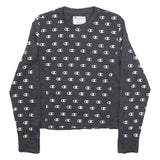 CHAMPION Womens Grey All Over Logo Crew Neck M Sweatshirt Cotton Blend Pullover