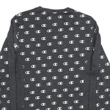 CHAMPION Womens Grey All Over Logo Crew Neck M Sweatshirt Cotton Blend Pullover