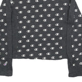 CHAMPION Womens Grey All Over Logo Crew Neck M Sweatshirt Cotton Blend Pullover