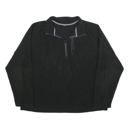 STARTER Mens Black Pullover Plain 1/4 Zip Polyester Jumper XL Casual Outdoor