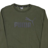 PUMA Mens Green Crew Neck M Cotton Blend Sweatshirt Pullover Logo