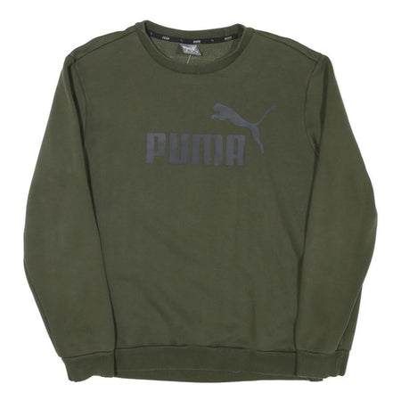 PUMA Mens Green Crew Neck M Cotton Blend Sweatshirt Pullover Logo