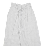 Womens Grey Check Relaxed Wide-Leg Trousers W24 L23 Belted Zip Closure Casual
