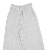 Womens Grey Check Relaxed Wide-Leg Trousers W24 L23 Belted Zip Closure Casual