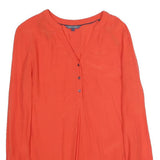 TOMMY HILFIGER Womens Red Top Long Sleeve V-Neck Plain S Elegant Polyester