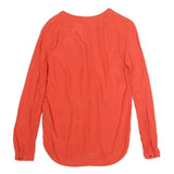 TOMMY HILFIGER Womens Red Top Long Sleeve V-Neck Plain S Elegant Polyester