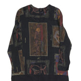 JUST IN THYME Womens Black Abstract Print Midi Dress Polyester Long Sleeve L