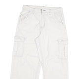 Womens White Regular Fit Cargo Cotton Jeans W29 L26 Practical Pockets Zip