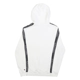 CHAMPION Mens White & Black Logo Tape Hoodie M Cotton Casual Sweatshirt