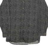 BACHRACH Mens Black Patterned Cotton Blend Shirt L Button Collar Long Sleeve