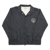 TRI-MARK Mens Black Nylon Button Jacket L Plain Hagakure Jiu Jitsu Embroidered