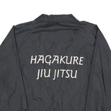 TRI-MARK Mens Black Nylon Button Jacket L Plain Hagakure Jiu Jitsu Embroidered