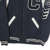 RIPPON Mens Navy Blue Button Jacket L Polyester Blend Woollen Varsity Style