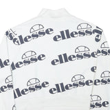 ELLESSE Womens White 1/4 Zip UK 10 Sweatshirt Cotton Blend Logo Print