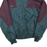 COLUMBIA Mens Green & Burgundy Button Jacket M Polyester Blend Colourblock