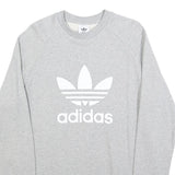 ADIDAS Mens Grey Cotton Blend Crew Neck M Sweatshirt Pullover Logo Print