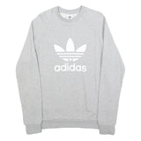 ADIDAS Mens Grey Cotton Blend Crew Neck M Sweatshirt Pullover Logo Print