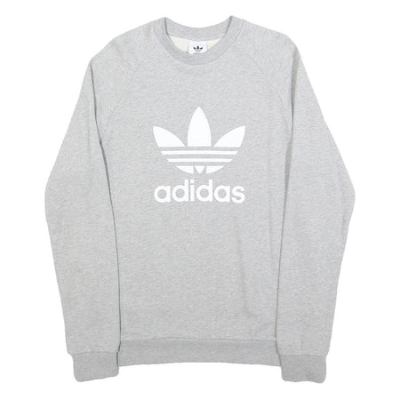 ADIDAS Mens Grey Cotton Blend Crew Neck M Sweatshirt Pullover Logo Print