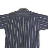 CLUB ROOM Mens Blue & Green Striped Shirt L Cotton Casual Short Sleeve Button