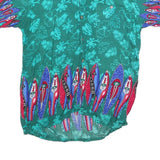 HAWAIIAN PACE Womens Green Printed Shirt Short Sleeve Collared L Tropical Surf