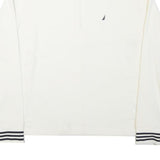 NAUTICA Mens White Quarter Zip Sweatshirt S Cotton Blend Casual Sportswear