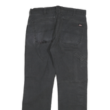 DICKIES Mens Cotton Blend Black Regular Straight Trousers W32 L30 Workwear Zip