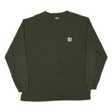 CARHARTT Mens Green Long Sleeve Crew Neck Pocket T-Shirt L Cotton Blend