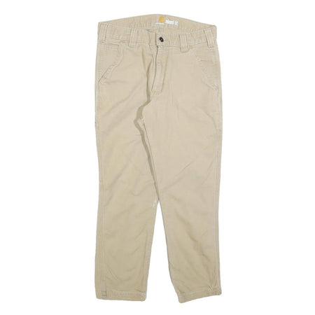 CARHARTT Mens Beige Cotton Blend Relaxed Fit Straight Trousers W30 L25 Casual