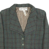 Lanvin Womens Blue Green & Brown Check Wool Jacket S Woven Button Closure