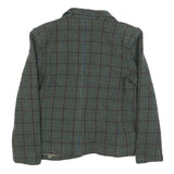 Lanvin Womens Blue Green & Brown Check Wool Jacket S Woven Button Closure