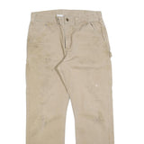 CARHARTT Mens Relaxed Beige Cotton Blend Zip Trousers W34 L29 Workwear Casual
