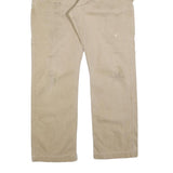 CARHARTT Mens Relaxed Beige Cotton Blend Zip Trousers W34 L29 Workwear Casual