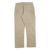 CARHARTT Mens Relaxed Beige Cotton Blend Zip Trousers W34 L29 Workwear Casual