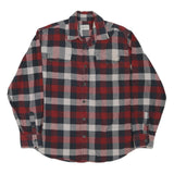 JACHS Mens Red & Black Check Shirt L Cotton Blend Classic Flannel Long Sleeve